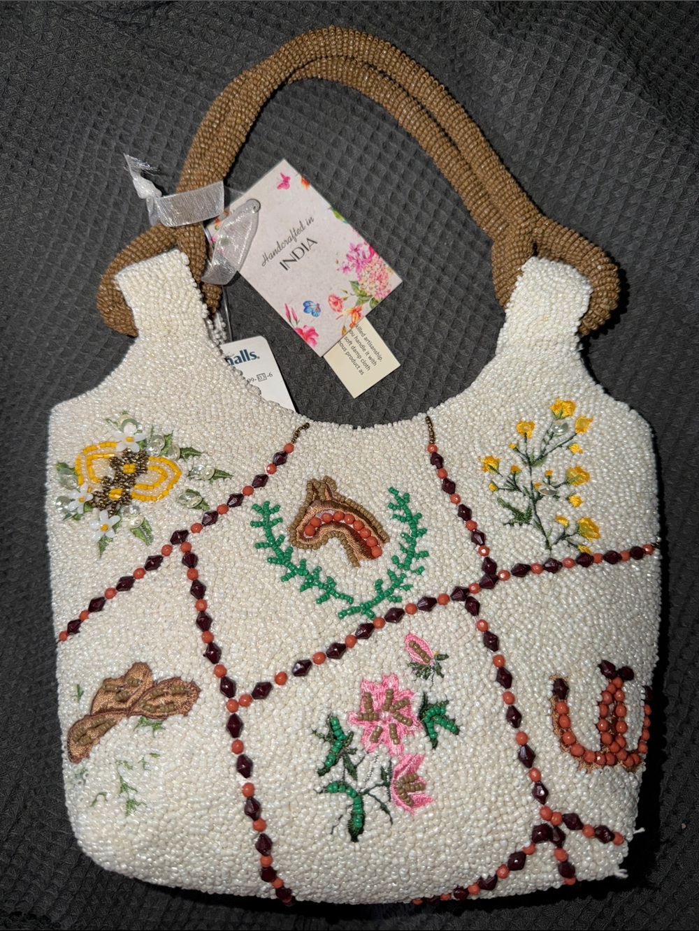 Beaded Bag Handcrafted In India Horse Cowboy flower Shoulder Purse